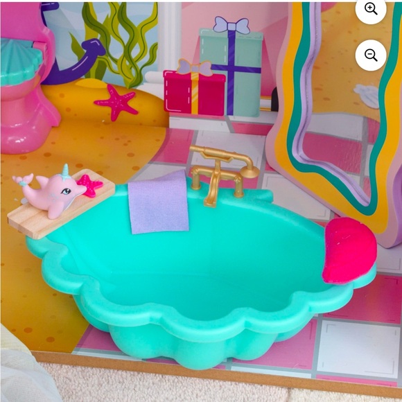 KidKraft Rainbow Dreamers Seashell Bathroom Dollhouse Furniture, 8 Pieces - Picture 5 of 11